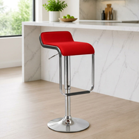 Chaise de bar JOHOOFURNITURE en tissu rouge, forme en L, chrome, hauteur réglable, fabriquée en Chine, banc de bar, hauteur de comptoir de restaurant