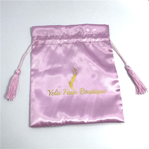 Bolsas de Satén con Logotipo Personalizado, Bolsa de Satén con Cordón para Empacar Extensiones de Cabello, Paquetes de Pelucas, Bolsas de Seda Suave con Cordón - Product Image 3