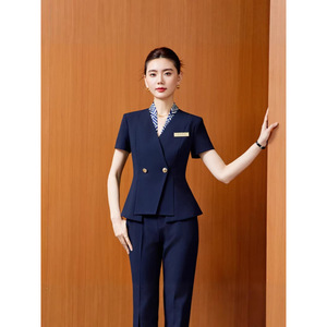 Stewardess Uniform Women Summer 2026 Three Quarter Sleeve Skirt Pants Set Professional Workwear For Commute With Label - Product Image 4