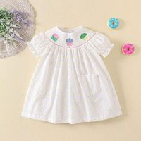Robe d'été pour filles, nouvelle collection, broderie gâteau, jupe princesse à manches courtes pour enfants, pois colorés, vêtements pour enfants en coton