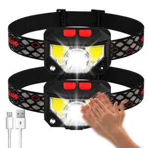 Nuova Torcia Frontale a LED Ricaricabile USB Impermeabile <span class=keywords><strong>con</strong></span> <span class=keywords><strong>Sensore</strong></span> di Movimento - Product Image 1