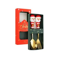 Ensemble de couverts de Noël en acier inoxydable avec manche Père Noël et renne, idéal pour les fêtes de fin d'année