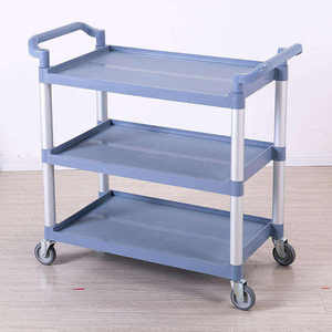 Chariot de <span class=keywords><strong>service</strong></span> utilitaire en plastique à 3 niveaux pour hôtels et restaurants, idéal pour le nettoyage de cuisine - Product Image 4