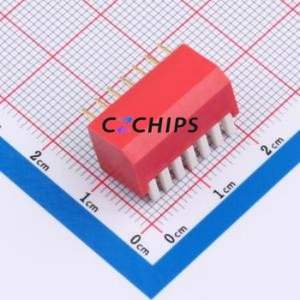 DSDP-07-R DIP Switch Through hole Component (THT) Switch Piano Key 7 2.54mm Red - Product Image 2