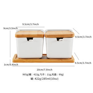 Ensemble de pots à épices en céramique Dhyangyuan avec couvercle en bambou, stockage hermétique pour assaisonnements solides, récipient à condiments de cuisine, taille M - Product Image 3