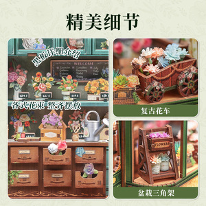 Blossom Florists - Modèle miniature à l'échelle 1:18 - Kit de construction en bois à monter soi-même pour adultes et enfants - Cadeau artisanal - Product Image 5