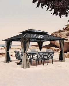 10x12 WeatherFlex 3-in-1 Bugproof Mesh Gazeboストームプルーフデュアルルーフ & スナップオンカーテン屋外パティオオアシス用 - Product Image 1