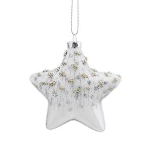 Décoration de Noël personnalisée en <span class=keywords><strong>verre</strong></span> en forme d'étoile, de cœur ou d'arbre avec des paillettes et des perles à vendre - Product Image 2