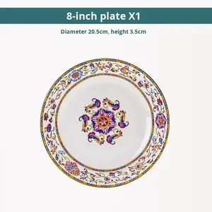 Bol à nouilles en porcelaine antique de Jingdezhen, émail rétro de luxe léger, rouge violet vif avec bordure dorée, céramique à pied haut, réutilisable - Product Image 6