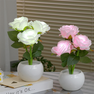 Led Flower <strong>Pot</strong> <strong>Night</strong> Light Bedside Desk Light for Home Wedding Party Decor Rose Flower Table Lamp - Product Image 5