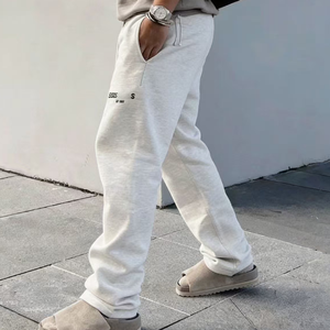 Pantalon de survêtement pour homme, coupe droite, à ourlet ouvert, matelassé, imprimé, ample et décontracté, personnalisable avec logo, uni, vente en gros - Product Image 5