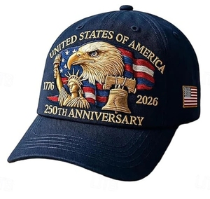 <span class=keywords><strong>Gorras</strong></span> de Béisbol Americanas del 250 Aniversario de los Estados Unidos, <span class=keywords><strong>Gorras</strong></span> Retro con Relieve, Lavadas, Ajustables, con Águila Calva, de Algodón, Patrióticas Americanas - Product Image 1
