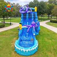 Toboggan aquatique gonflable 20FT à double ou simple piste, design pieuvre des profondeurs, idéal pour événements, fêtes et services de location – Meilleures ventes