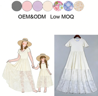 Robes longues en maille et dentelle sur mesure pour filles, robes assorties pour filles et leurs mères