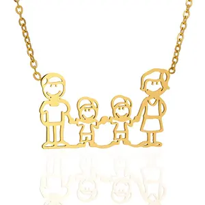 Stainless Steel Family Members Necklace for mom Happy Father's day mother's day gifts Girls Boys Family Jewelry