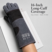 Gants de manipulation des animaux en cuir de vachette renforcé de Kevlar de 16 pouces pour le toilettage des animaux, le sauvetage des chiens et des chats, l'utilisation vétérinaire