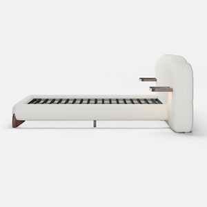 Giường sang trọng Đồ nội thất trong nhà Bộ phòng ngủ nền tảng Vua kích thước giường với lambswool nhung mở rộng đầu giường bằng gỗ bọc giường - Product Image 5