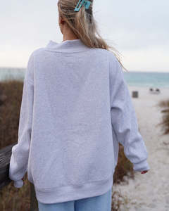 Sudadera de Algodón Grueso con Cuello Alto y Bordado de Velero Gris, Estilo Vintage, con Logotipo Personalizado, para Mujer, Ropa Urbana - Product Image 4