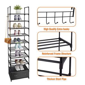 Sala de estar 10 niveles Metal Estrecho Zapatero Organizador Ahorro de espacio <span class=keywords><strong>vertical</strong></span> Zapatero Soporte - Product Image 5