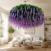Bunga Wisteria Buatan Gantung di Langit-langit, Rangkaian Bunga Wisteria Tiruan yang Sangat Mirip Asli untuk Pernikahan, Hotel, Restoran, Pesta, dan Rumah