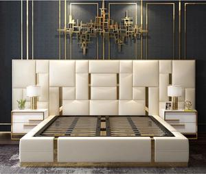 Новый дизайн King Size Queen Size кровать Стильный современный кожаный супер король Роскошная итальянская кровать - Product Image 1