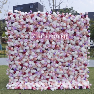 Décorations de fête pour le <span class=keywords><strong>1er</strong></span> anniversaire et la Quinceañera, fleurs artificielles violettes, rouleau mural de fleurs blush, fond de 8x8 pour la photographie - Product Image 4