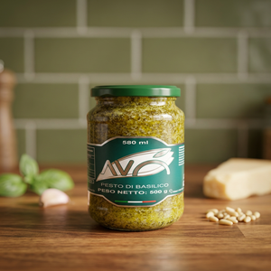 Salsa de Pesto de Albahaca Picada, Conservada en Aceite, Enlatada en Italia, Condimento Italiano para Servicios de Hostelería - Product Image 3