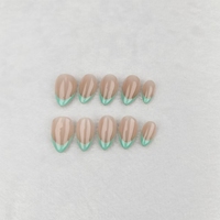 Faux ongles à presser, couleur nude, forme amande, manucure française, avec colle, très vendus