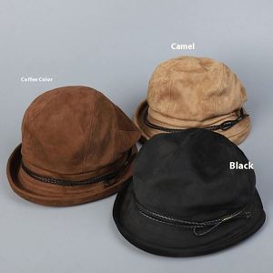 2025 New Arrival Women Slouch Style Suede Bucket <b>Hat</b> Fashion Trendy Vintage Autumn Winter Casual Fishermen <b>Hat</b> - Product Image 2