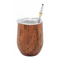 Tasse à café jaune en bois, gobelet en acier inoxydable, vente en gros, en forme d'œuf, gobelet gourde sherba Mate avec couvercle