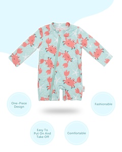ALVABABY, traje de baño de manga larga para bebé, <span class=keywords><strong>moda</strong></span> de una pieza, traje de baño de punto con cremallera, traje de baño de dibujos animados para bebés y niños pequeños - Product Image 3