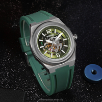 2023 montres mécaniques de luxe pour hommes squelette poignet automatique avec boîtier rond mains lumineuses bande de Silicone résistant à l'eau
