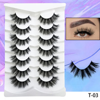 7 paires de nouvelles faux cils en vison synthétique, naturels, denses, allongés aux extrémités, vente en gros