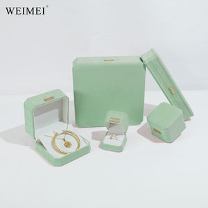 Boîte de rangement en daim de forme octogonale WEIMEI, finition en velours vert, pour l'affichage de collections de bijoux multicouches - Product Image 5