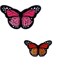 Patchs en tissu sergé brodés en forme de papillon, écologiques, pour chapeaux et sacs