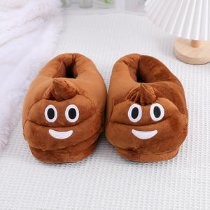 Zapatillas de cara sonriente marrón otoño suave peludo comodidad <span class=keywords><strong>triste</strong></span> gafas de sol enojadas expresión adulto al aire libre zapatilla cálida zapatos de cara linda - Product Image 1