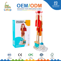 Juego de Limpieza de Madera Montessori para Niños, Juego de Imitación con Escoba y Mopa, Kit de Actividades Educativas de Simulación para el Hogar