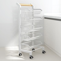 Étagère de rangement en métal multifonctionnelle pour le rangement des casseroles de cuisine Chariot mobile à 5 niveaux avec un design durable