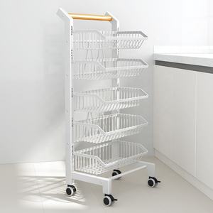 Multifunctional Metal Storage Rack for Kitchen Pot Storage 5-Layer Mobile <strong>Trolley</strong> with Sustainable Design - Product Image 5