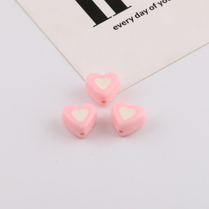 Cuentas acrílicas en forma de corazón de colores aleatorios para la fabricación de joyas, cuentas sueltas de resina plástica de 8mm, suministros para manualidades DIY - Product Image 3