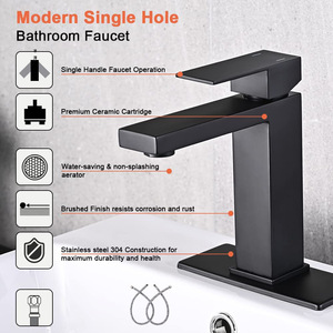 Robinet de lavabo carré en acier inoxydable 304, eau chaude et froide, pour lavabo de salle de bain, design moderne - Product Image 3