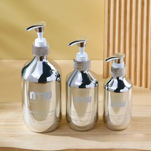 Bouteille en plastique PET personnalisée de 250ml;300ml;480ml;500ml <span class=keywords><strong>Gel</strong></span> douche pour soins de la peau de forme ronde avec emballage de bouteille à pompe - Product Image 2