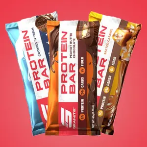 Özelleştirilmiş baskılı çikolata Bar Mylar çanta 3 taraf mühürlü plastik ambalaj çanta Protein Bar ambalaj için düz şeker kılıfı