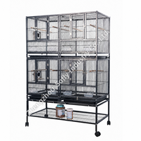 Cage à oiseaux d'élevage en promotion, volière spacieuse à 3 niveaux, cage à oiseaux empilable en fil métallique avec perchoir et support roulant