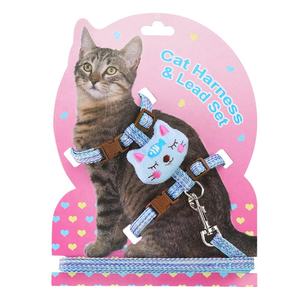 Arnés de algodón de nailon de tejido duradero para mascotas, chaleco a prueba de <span class=keywords><strong>escape</strong></span> para perros pequeños, conjunto de correa de arnés de pecho para gatos con cuello de patrón a cuadros - Product Image 4