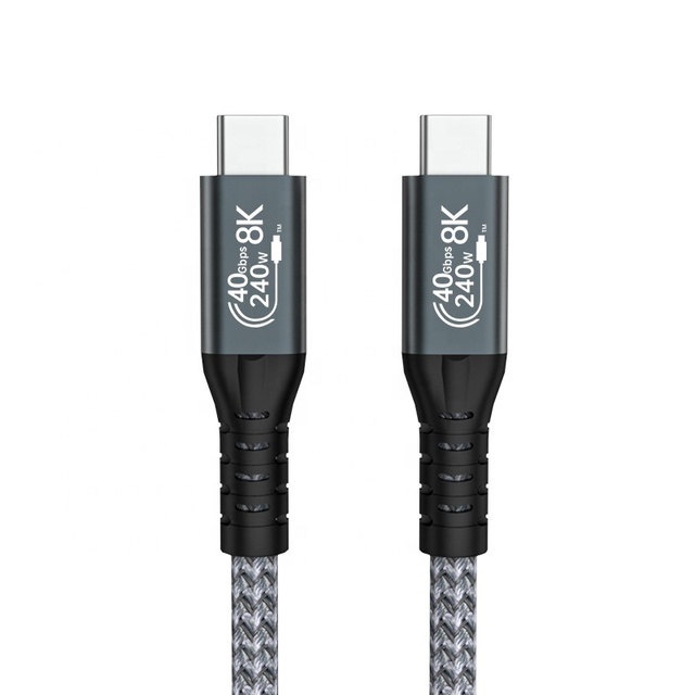 USB4 8K 40Gbps Dual Type C to Type C Fast Charging PD240W Charger Nylon USB Data Cable Compatible with IPhone15 Notebook Laptop