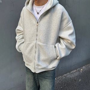 Fournisseur de sweats à capuche unisexes OEM pour hommes, en coton 600 GSM, doublés en polaire Sherpa, épais, effet vieilli, vierges, simples, propres, zippés, personnalisables, échantillons disponibles - Product Image 4