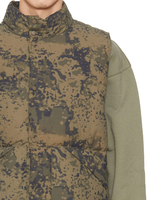 Haute qualité hommes vers le bas rembourrage gilet impression broderie hommes extérieur camouflage impression vêtements d'extérieur bouffant gilet col montant