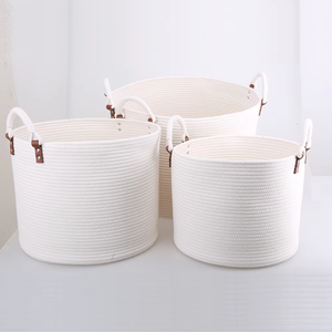 Hot Bán Lớn Giặt Bông Sợi Dây Thừng Dệt Quần Áo Trẻ Em Chăn Quà Tặng Lưu Trữ Nhà Giỏ Với Handlels - Product Image 1