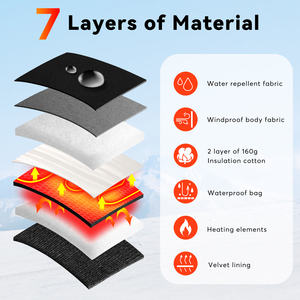 Gants de ski chauffants électriques <span class=keywords><strong>à</strong></span> écran tactile 7,4 V, alimentés par <span class=keywords><strong>batterie</strong></span>, imperméables, antidérapants, mitaines chauffantes pour le snowboard et la randonnée - Product Image 5